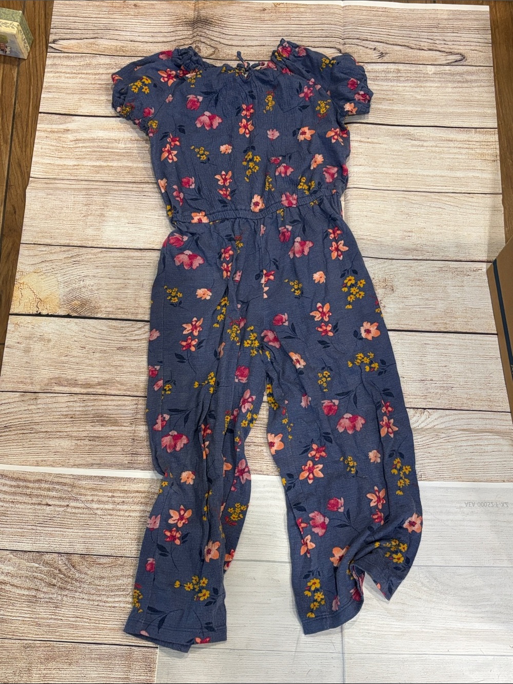 Carters Girls Blue Floral Jumpsuit